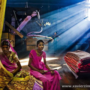 India, Rajasthan, Textile Factory, Workers Dyeing, Drying, Printing And Folding Fabrics For Making Saris And Turbans