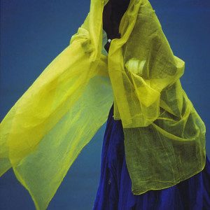 India, Rajasthan, Woman Drying A Yellow Sari After Washing It In A Lake