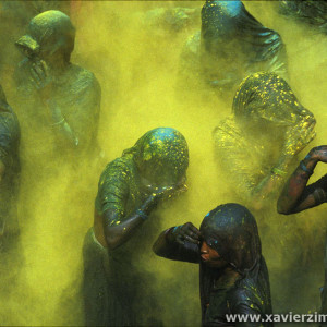 Spring in India, Group Of Women Among Crowds Of Pilgrims Celebrating Holi, Festival Of Colours And Love