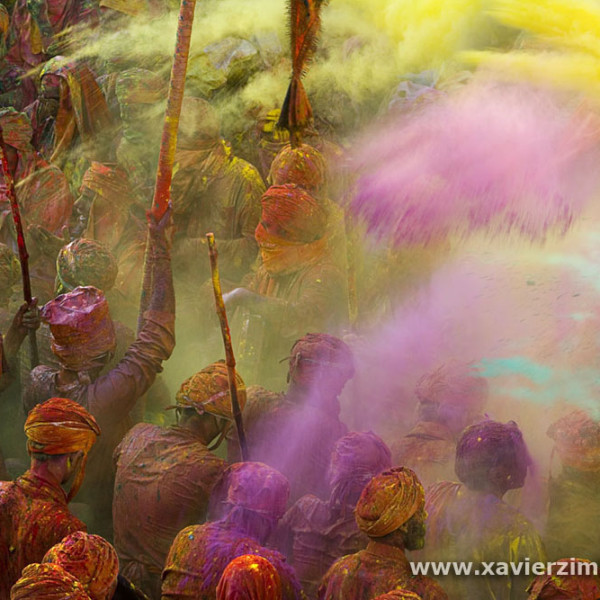 Spring in India, Group Of Men Singing Holy Verses Among Crowds Of Pilgrims Celebrating Holi, Festival Of Colours And Love