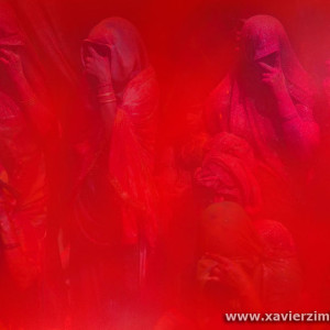 Spring in India, Group Of Women Among Crowds Of Pilgrims Celebrating Holi, Festival Of Colours And Love