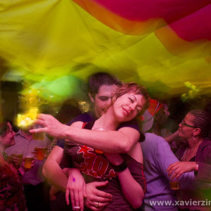 Sexy Couple Dancing In An Improvised Nightclub During A Rugby Club Party